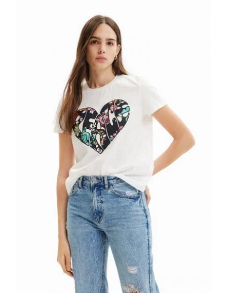 DESIGUAL - T-shirt cœur Peace - Taille XL