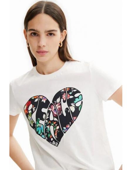 DESIGUAL - T-shirt cœur Peace