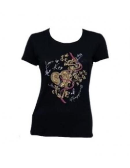 LIU.JO - T-shirt avec imprimé et strass, Noir - Taille 34