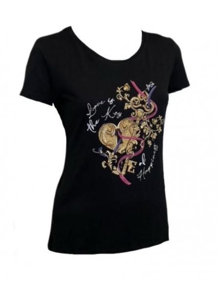 LIU.JO - T-shirt avec imprimé et strass, Noir - Taille 34