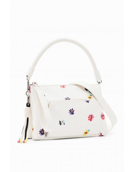 DESIGUAL - Petit sac à bandoulière fleurs, blanc
