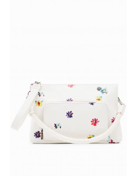 DESIGUAL - Petit sac à bandoulière fleurs, blanc
