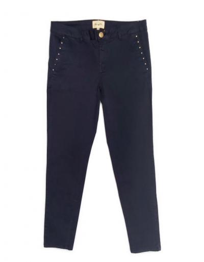 LOLA ESPELETA - Pantalon indigo avec clous décoratifs