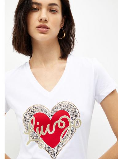 LUI.JO - T-shirt avec cœur et logo, blanc