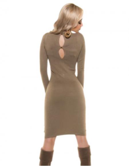 Robe en mailles, taupe