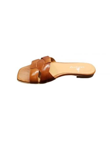 ONE STEP - Sandales en cuir marron