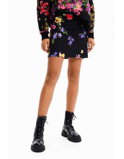 DESIGUAL - Mini-jupe élastiquée fleurs, motifs