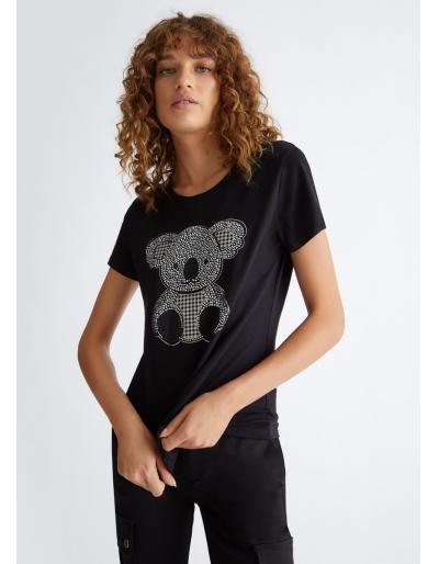 LIU.JO - T-shirt Koala avec strass, noir