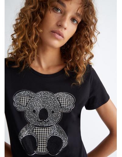 LIU.JO - T-shirt Koala avec strass, noir