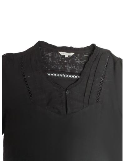 LOLA ESPELETA - Robe courte noire col V à motifs