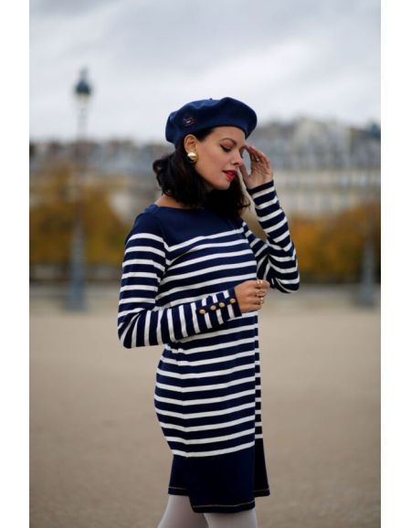 LA MARINIERE FRANCAISE - Robe courte marinière bleu marine, Alice