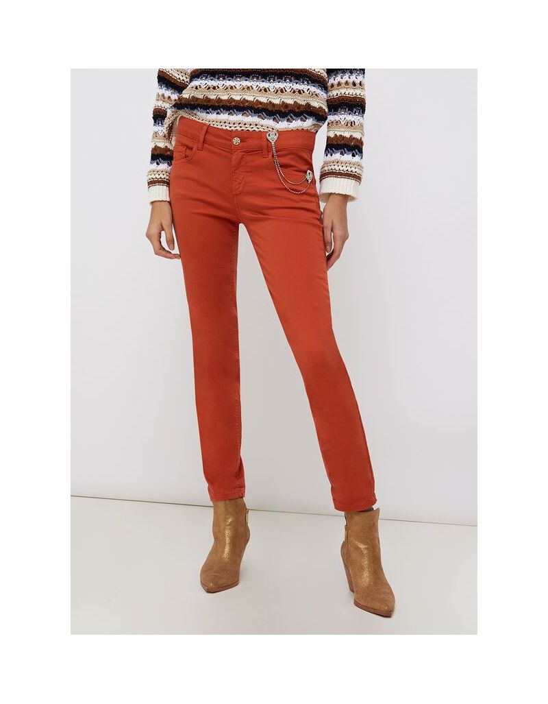 LIU.JO - Pantalon skinny avec broche ornée de pierres, orange