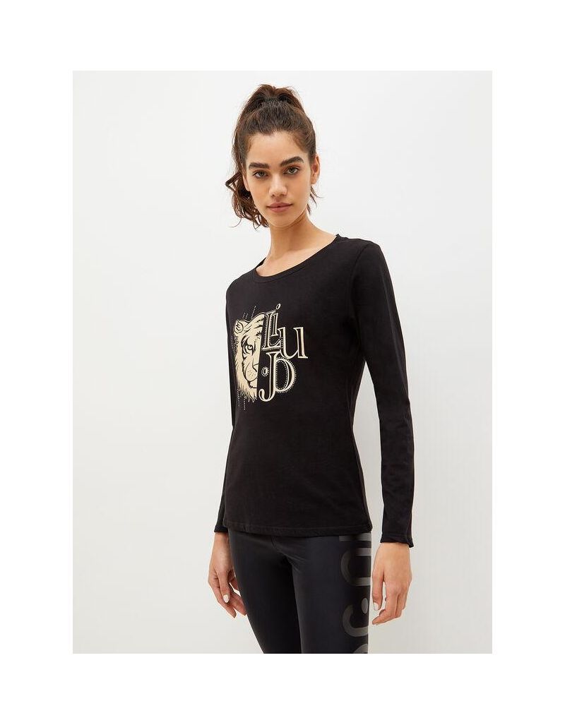 LIU.JO - T-shirt Noir écoconçu avec imprimé et strass