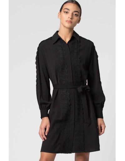 KOCCA - Robe chemise pour femme, Noire - Taille S