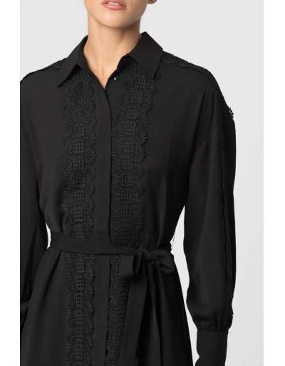 KOCCA - Robe chemise pour femme, Noire - Taille S