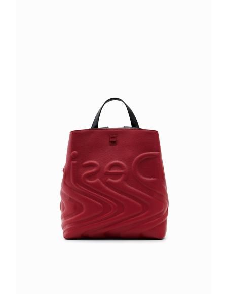 DESIGUAL - Petit sac à dos logo relief, rouge/bordeaux