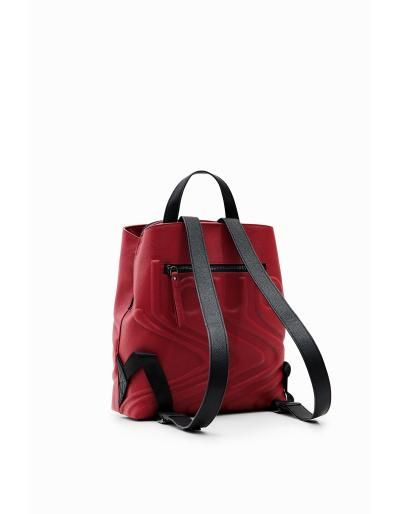DESIGUAL - Petit sac à dos logo relief, rouge/bordeaux