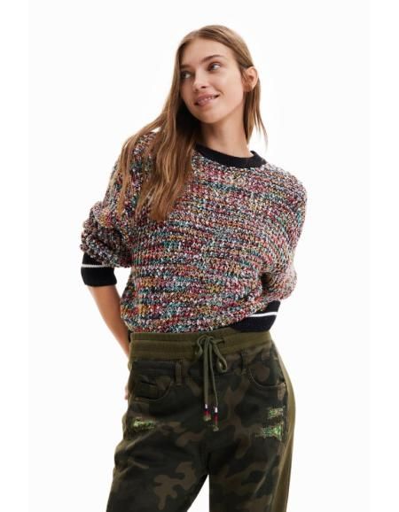 DESIGUAL - Pull tricot couleurs jaspées