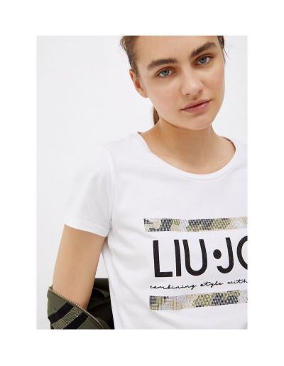 LIU.JO SPORT - T-shirt blanc avec logo et strass