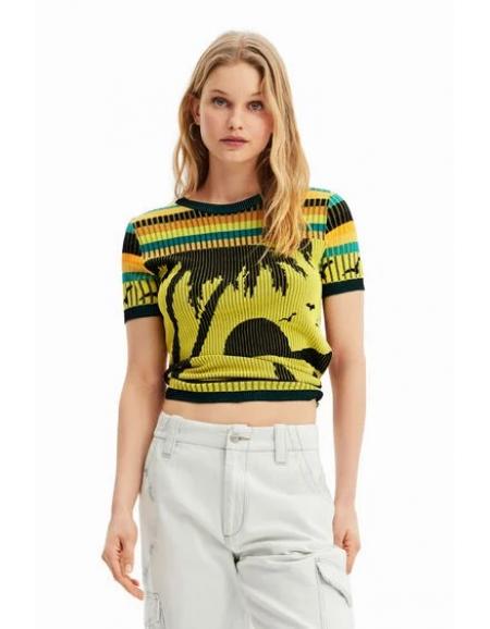 DESIGUAL - T-shirt paysage maille - Taille S