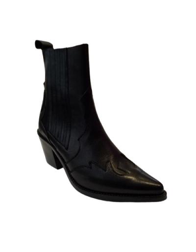 ONE STEP - Boots en cuir, noires