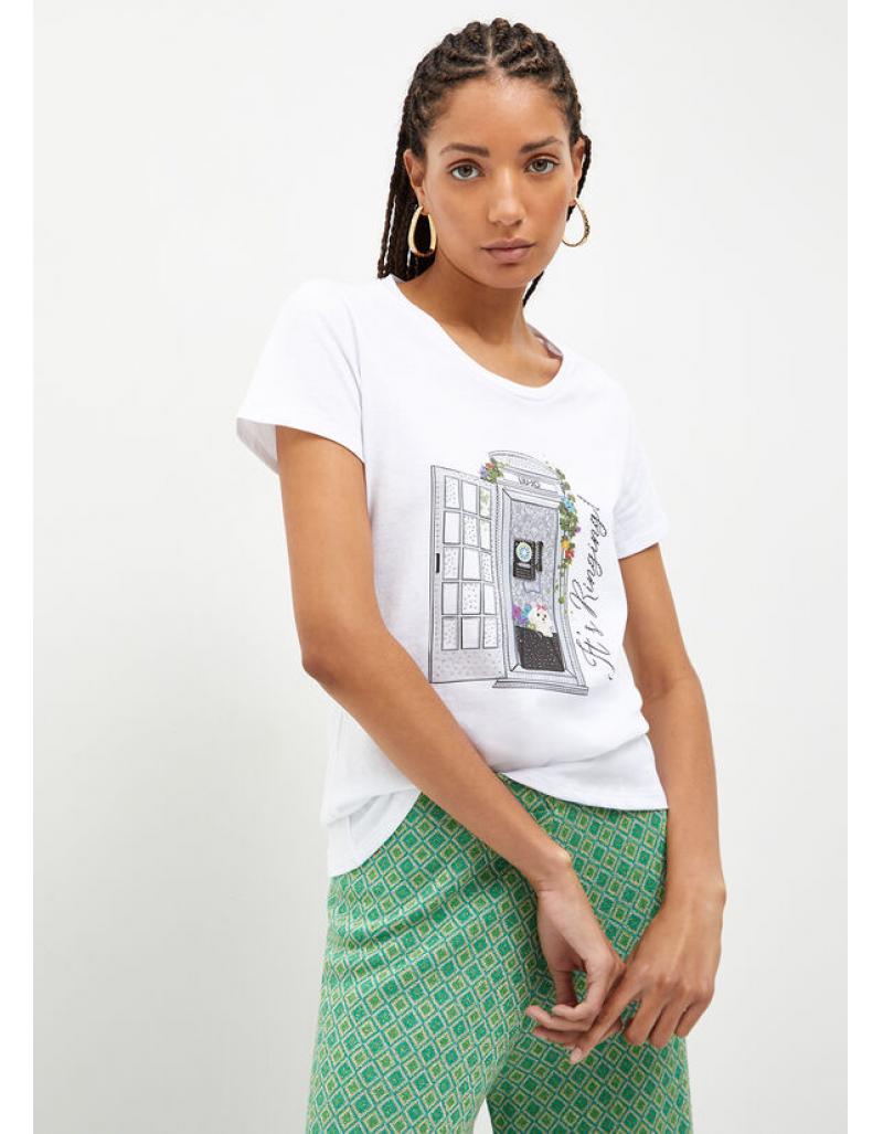 LIU.JO - T-shirt avec imprimé Phonebooth, Blanc