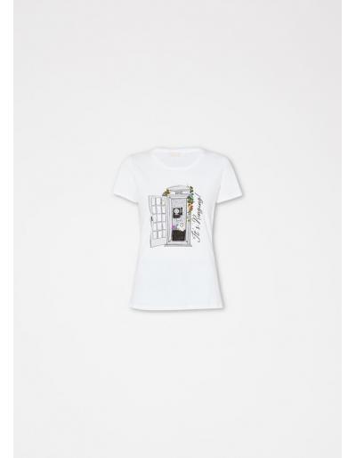 LIU.JO - T-shirt avec imprimé Phonebooth, Blanc